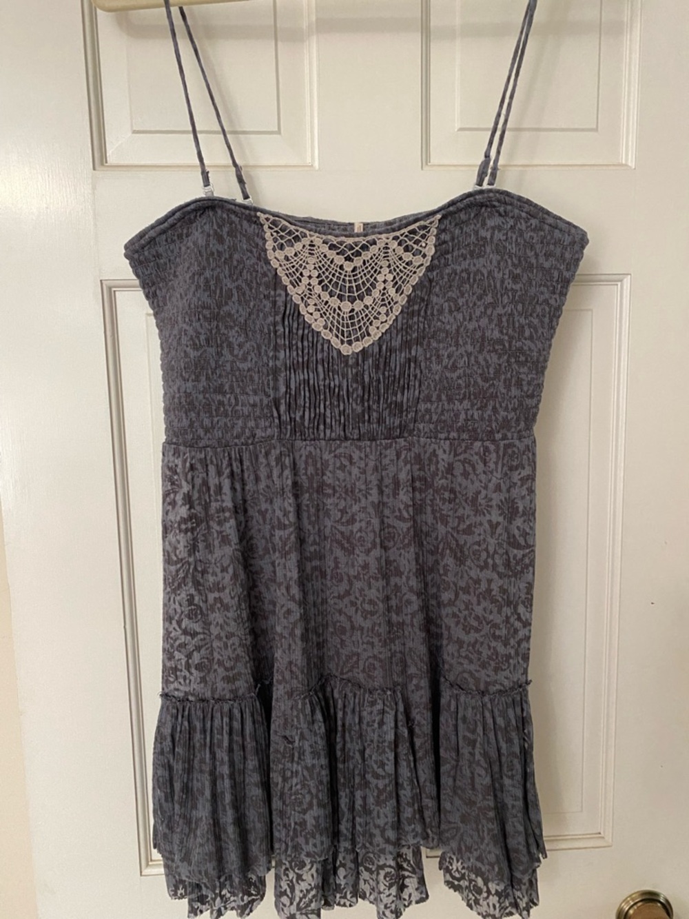Free People Gray smocked babydoll tunic